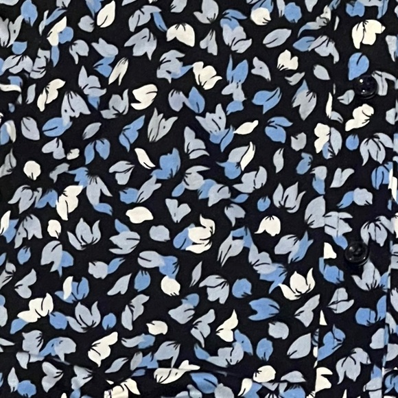 Hobbs London Nadina navy/white long sleeve petal print midi jersey dress - Picture 9 of 13